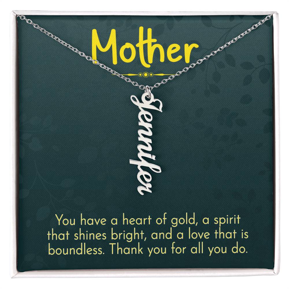 Multi Vertical Name Necklace for Mom - Thank You - Mother's Day Gift