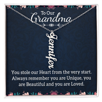 Multi Vertical Name Necklace for Grandma with Grandkids Name - You Stole Our Heart - Mother's Day Gift