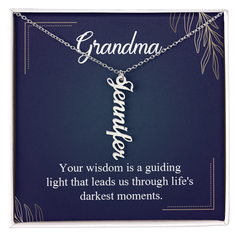 Multi Vertical Name Necklace for Grandma with Grandkids Name - Guiding Light - Mother's Day Gift