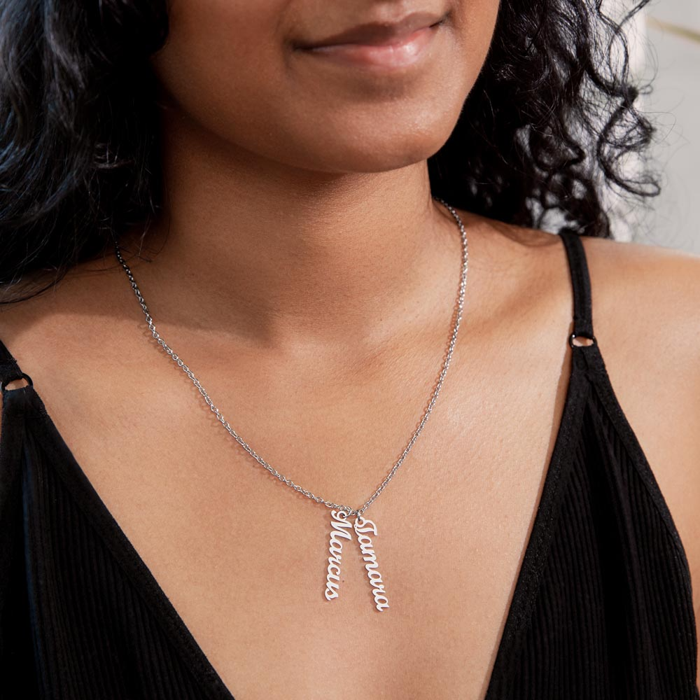 Multi Vertical Name Necklace for Grandma with Grandkids Name - You Stole Our Heart - Mother's Day Gift