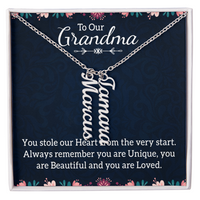Multi Vertical Name Necklace for Grandma with Grandkids Name - You Stole Our Heart - Mother's Day Gift
