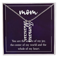 Multi Vertical Name Necklace for Mom - Source of My Joy - Mother's Day Gift