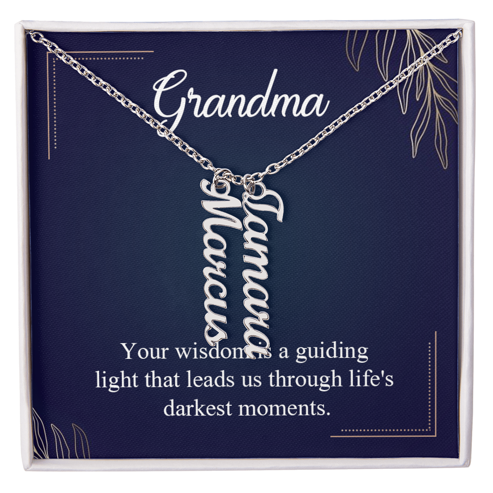 Multi Vertical Name Necklace for Grandma with Grandkids Name - Guiding Light - Mother's Day Gift