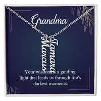 Multi Vertical Name Necklace for Grandma with Grandkids Name - Guiding Light - Mother's Day Gift