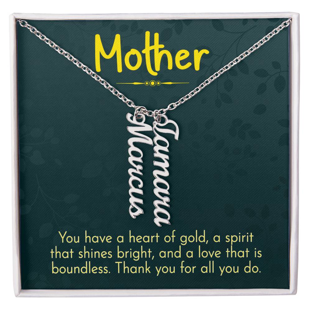 Multi Vertical Name Necklace for Mom - Thank You - Mother's Day Gift