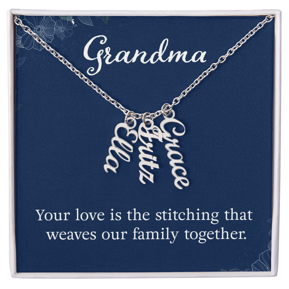 Multi Vertical Name Necklace for Grandma with Grandkids Name - Your Love - Mother's Day Gift