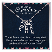 Multi Vertical Name Necklace for Grandma with Grandkids Name - You Stole Our Heart - Mother's Day Gift