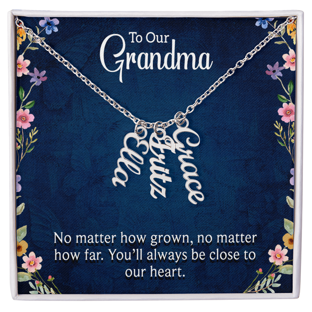 Multi Vertical Name Necklace for Grandma with Grandkids Name - Close to Our Heart - Mother's Day Gift