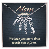 Multi Vertical Name Necklace for Mom - We Love You - Mother's Day Gift