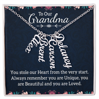 Multi Vertical Name Necklace for Grandma with Grandkids Name - You Stole Our Heart - Mother's Day Gift