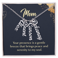 Multi Vertical Name Necklace for Mom - Serenity to My Soul - Mother's Day Gift