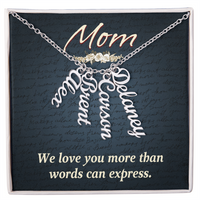 Multi Vertical Name Necklace for Mom - We Love You - Mother's Day Gift