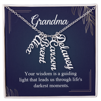Multi Vertical Name Necklace for Grandma with Grandkids Name - Guiding Light - Mother's Day Gift