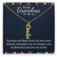 Multi Vertical Name Necklace for Grandma with Grandkids Name - You Stole Our Heart - Mother's Day Gift