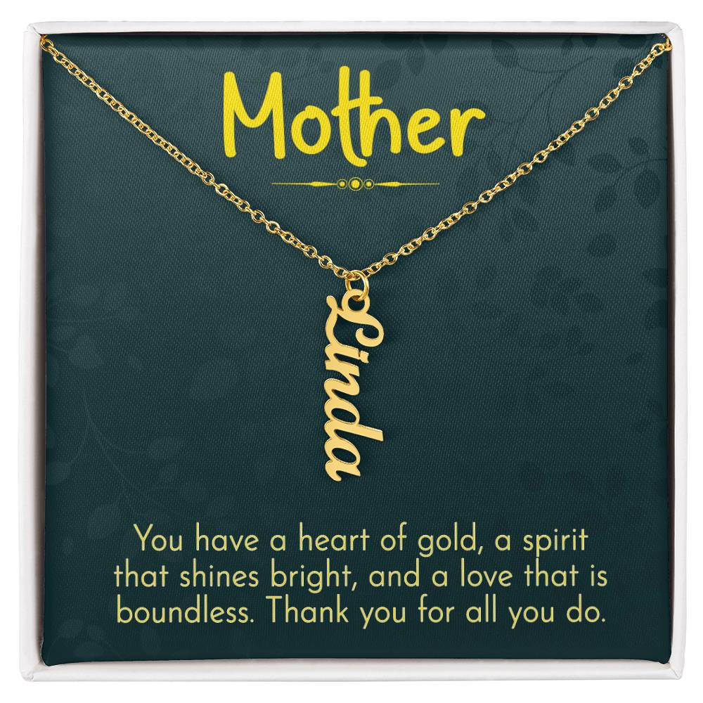 Multi Vertical Name Necklace for Mom - Thank You - Mother's Day Gift