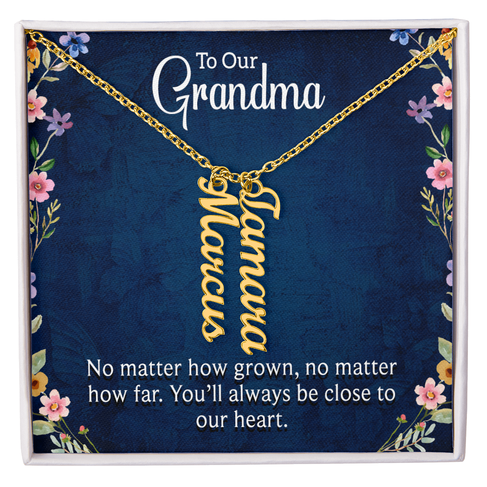 Multi Vertical Name Necklace for Grandma with Grandkids Name - Close to Our Heart - Mother's Day Gift