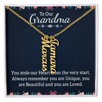 Multi Vertical Name Necklace for Grandma with Grandkids Name - You Stole Our Heart - Mother's Day Gift