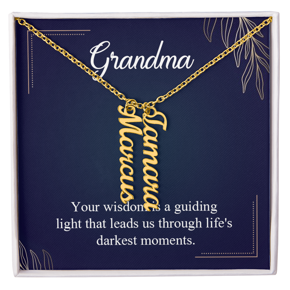 Multi Vertical Name Necklace for Grandma with Grandkids Name - Guiding Light - Mother's Day Gift