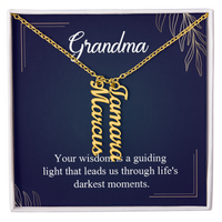 Multi Vertical Name Necklace for Grandma with Grandkids Name - Guiding Light - Mother's Day Gift
