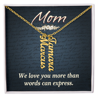 Multi Vertical Name Necklace for Mom - We Love You - Mother's Day Gift
