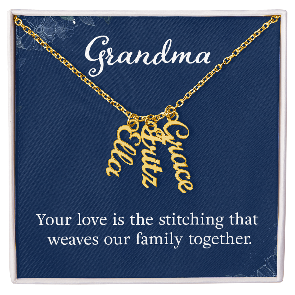 Multi Vertical Name Necklace for Grandma with Grandkids Name - Your Love - Mother's Day Gift