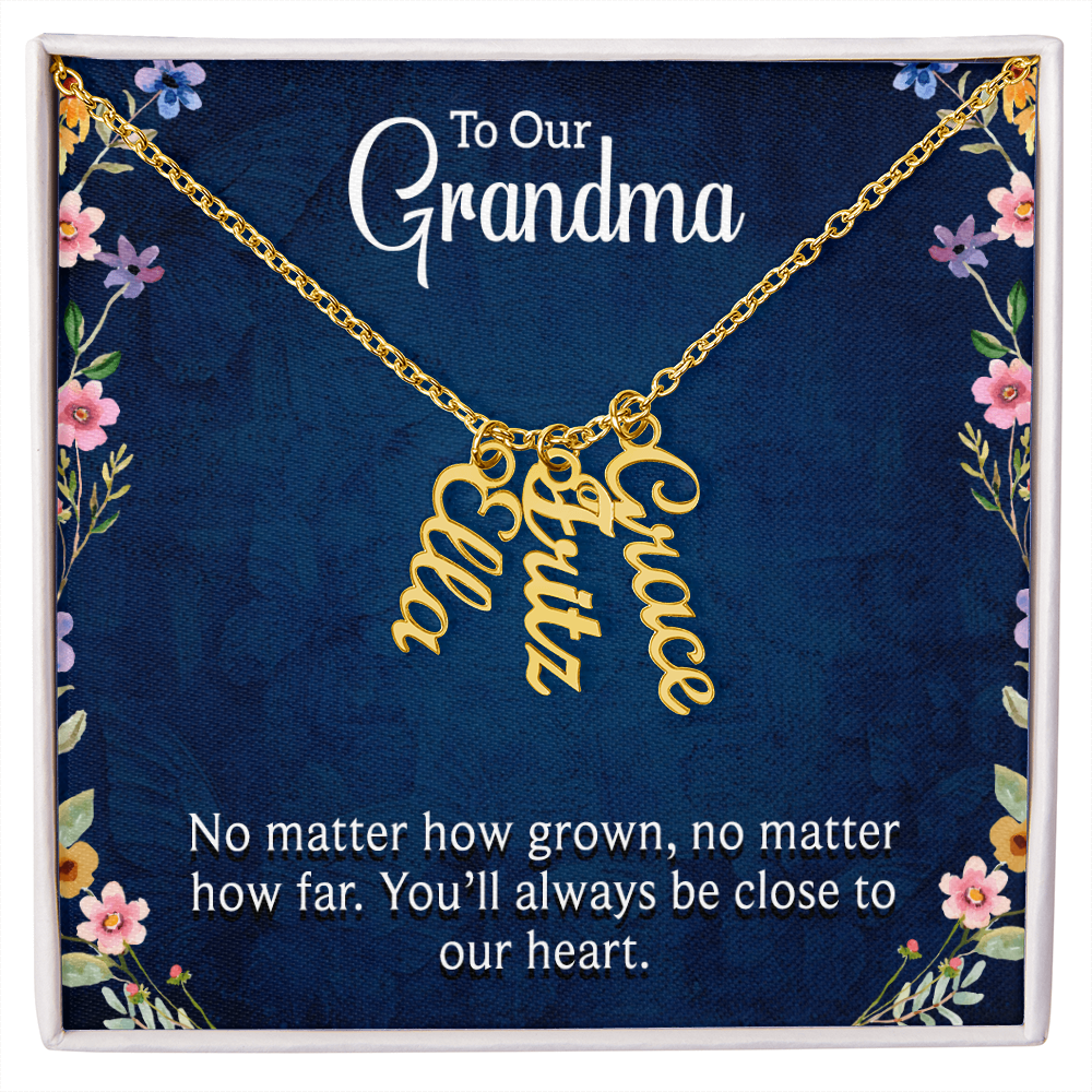 Multi Vertical Name Necklace for Grandma with Grandkids Name - Close to Our Heart - Mother's Day Gift
