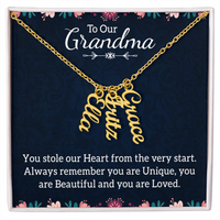 Multi Vertical Name Necklace for Grandma with Grandkids Name - You Stole Our Heart - Mother's Day Gift