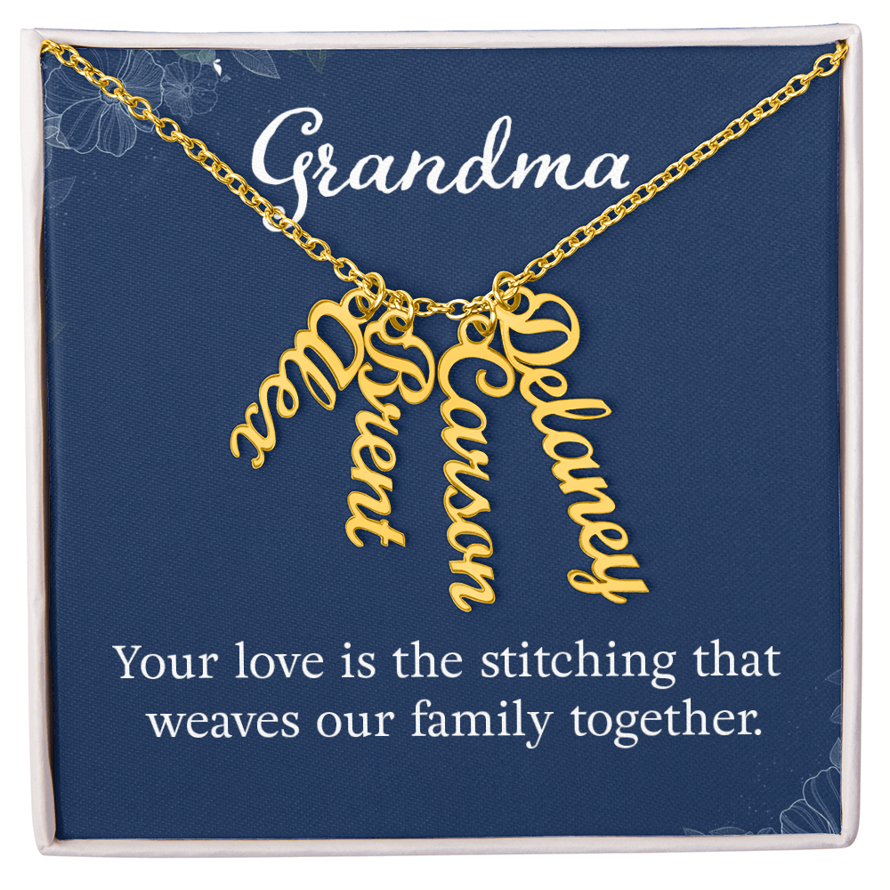 Multi Vertical Name Necklace for Grandma with Grandkids Name - Your Love - Mother's Day Gift