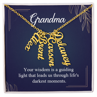 Multi Vertical Name Necklace for Grandma with Grandkids Name - Guiding Light - Mother's Day Gift