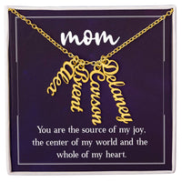 Multi Vertical Name Necklace for Mom - Source of My Joy - Mother's Day Gift
