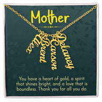 Multi Vertical Name Necklace for Mom - Thank You - Mother's Day Gift