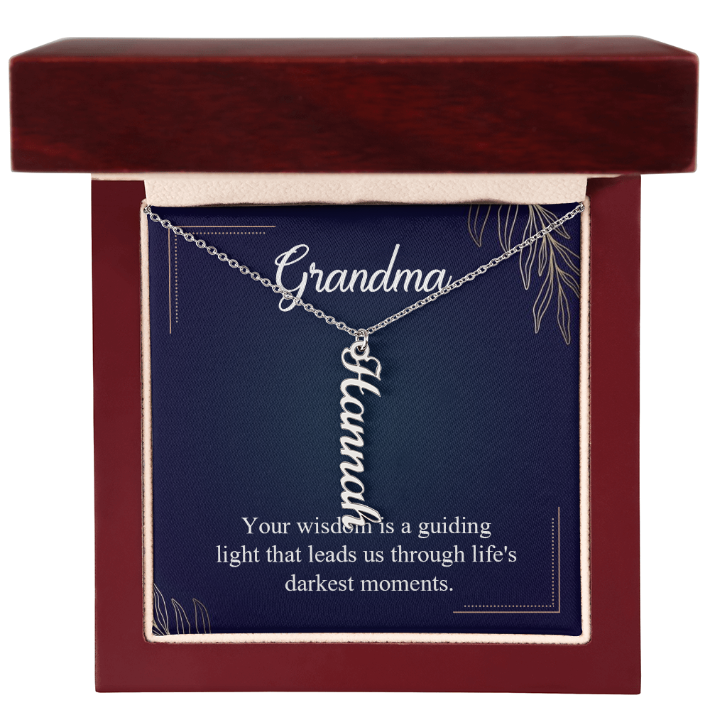 Multi Vertical Name Necklace for Grandma with Grandkids Name - Guiding Light - Mother's Day Gift