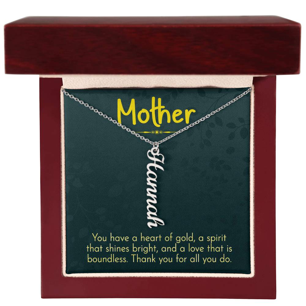 Multi Vertical Name Necklace for Mom - Thank You - Mother's Day Gift