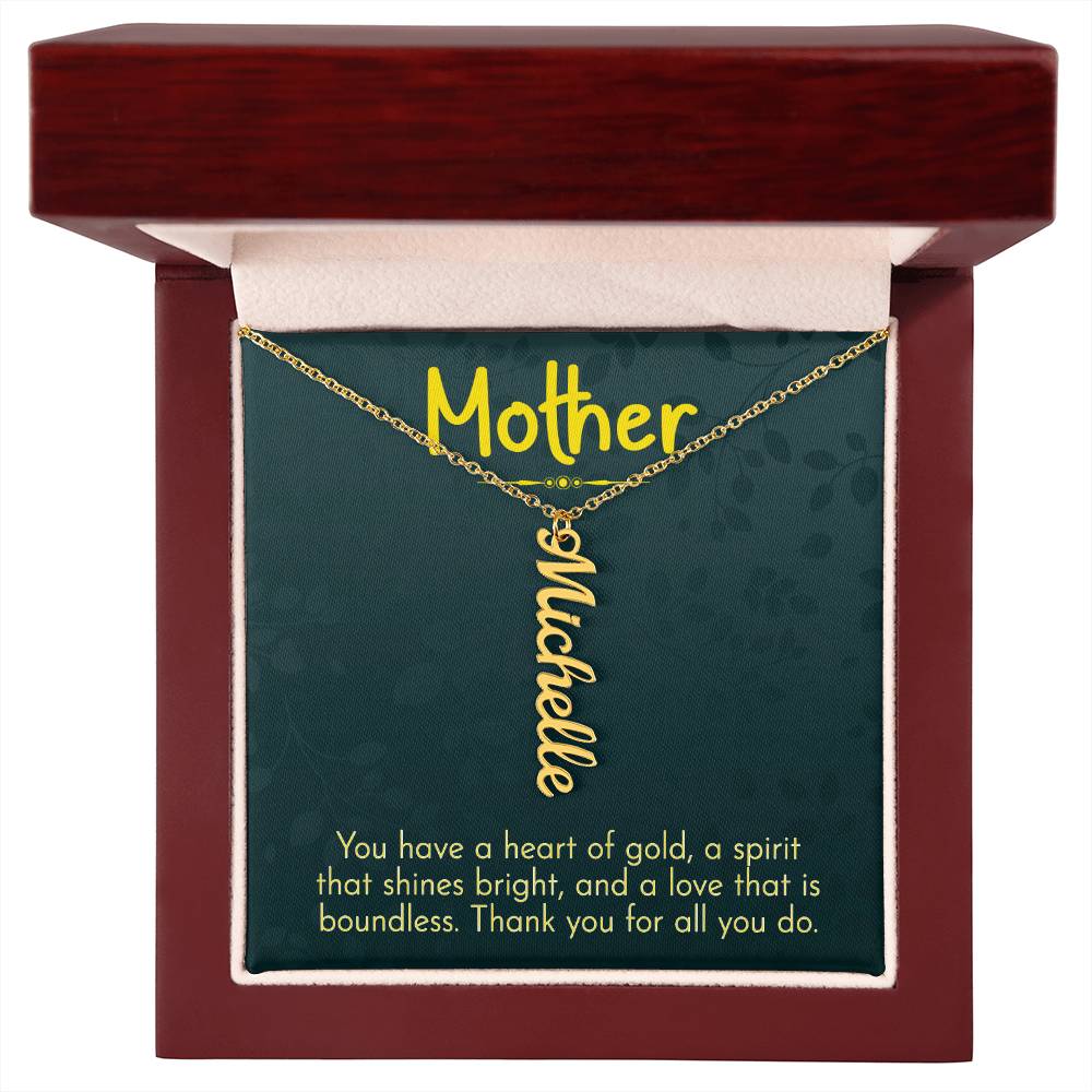 Multi Vertical Name Necklace for Mom - Thank You - Mother's Day Gift