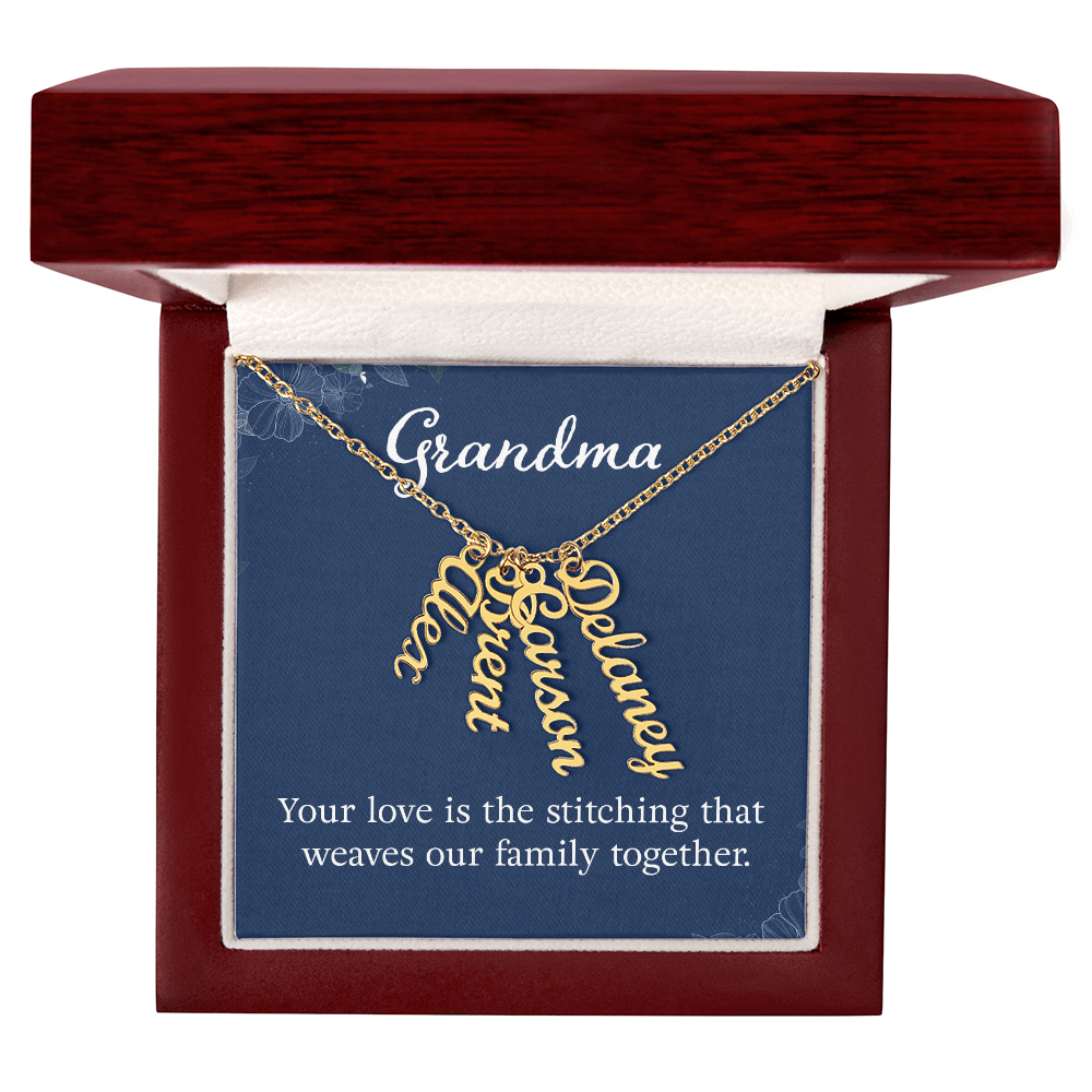 Multi Vertical Name Necklace for Grandma with Grandkids Name - Your Love - Mother's Day Gift
