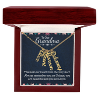 Multi Vertical Name Necklace for Grandma with Grandkids Name - You Stole Our Heart - Mother's Day Gift