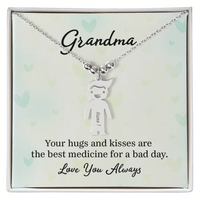 Personalized Engraved Kid Charm Necklace for Grandma - Mother's Day Gift - Your Hugs and Kisses
