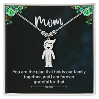 Personalized Engraved Kid Charm Necklace for Mom - Mother's Day Gift - You are the Glue that Holds our Family