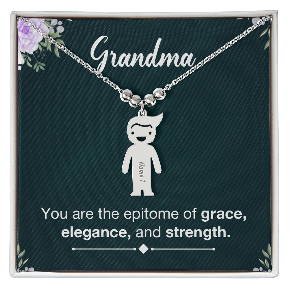 Personalized Engraved Kid Charm Necklace for Grandma - Mother's Day Gift - You are the Epitome og Grace