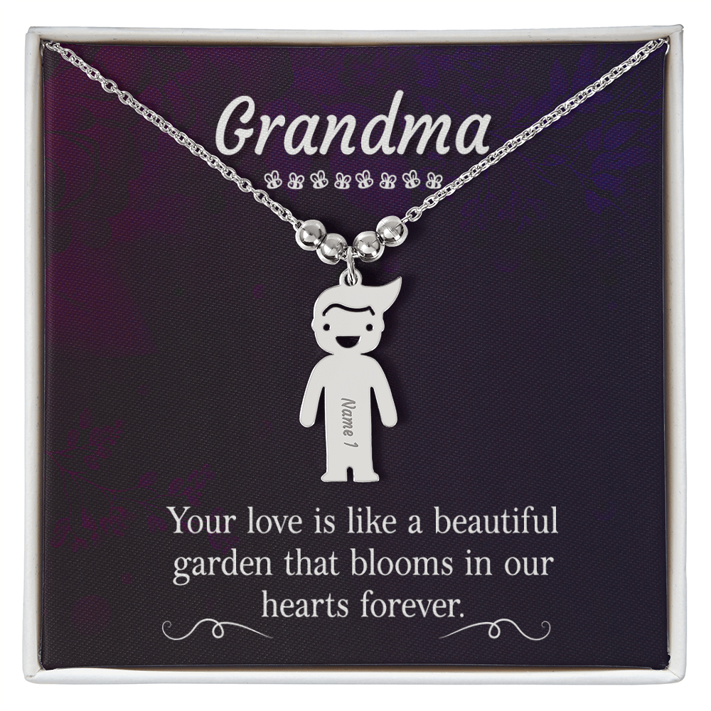 Personalized Engraved Kid Charm Necklace for Grandma - Mother's Day Gift - Your Love is Like a Beautiful Garden