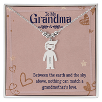 Personalized Engraved Kid Charm Necklace for Grandma - Mother's Day Gift - Between the Earth and the Sky Above