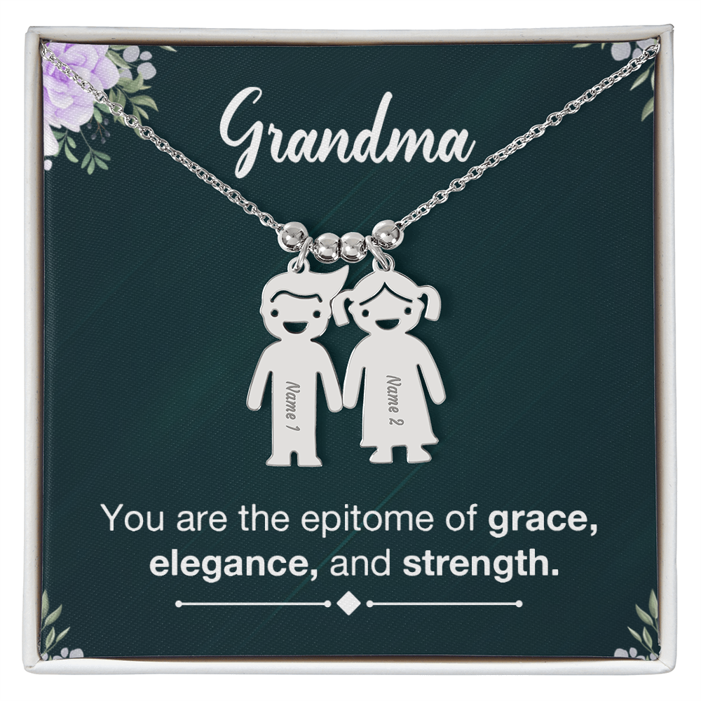 Personalized Engraved Kid Charm Necklace for Grandma - Mother's Day Gift - You are the Epitome og Grace