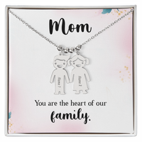 Personalized Engraved Kid Charm Necklace for Mom - Mother's Day Gift - You are the the Heart of our Family