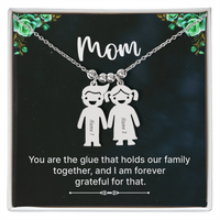 Personalized Engraved Kid Charm Necklace for Mom - Mother's Day Gift - You are the Glue that Holds our Family