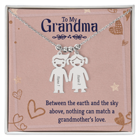 Personalized Engraved Kid Charm Necklace for Grandma - Mother's Day Gift - Between the Earth and the Sky Above