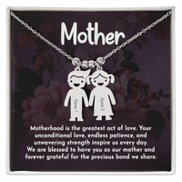 Personalized Engraved Kid Charm Necklace for Mother- Mother's Day Gift - Motherhood is the Greatest Act of Love