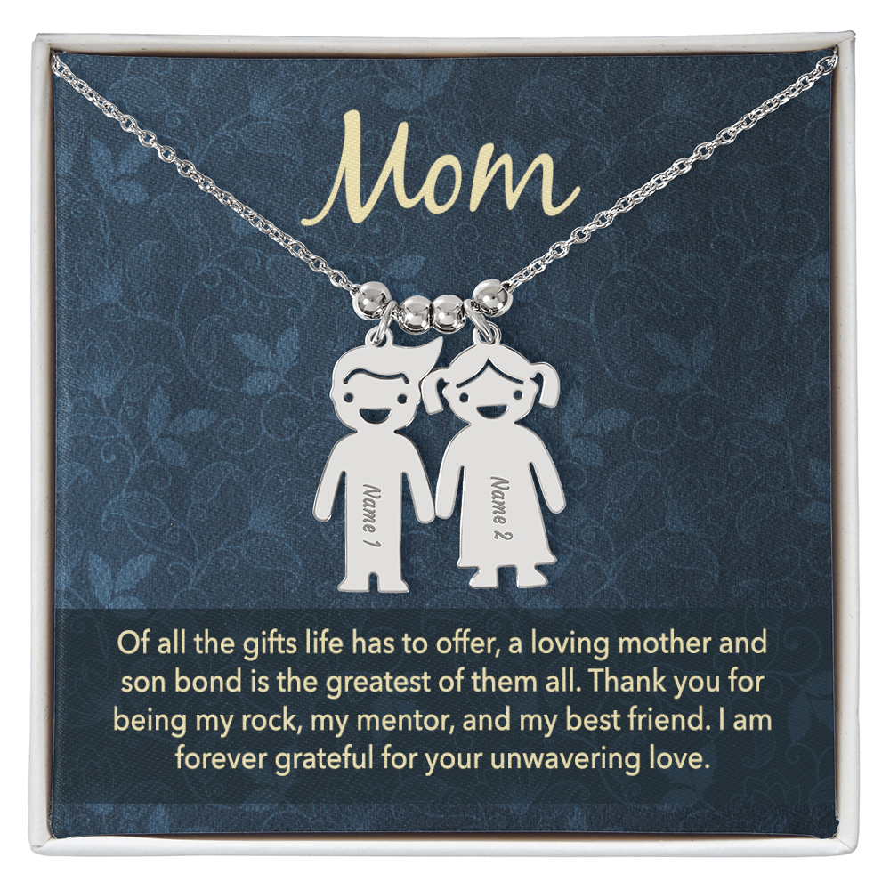 Personalized Engraved Kid Charm Necklace for Mom - Mother's Day Gift - Of all the Gifts Life has to Offer