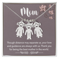 Personalized Engraved Kid Charm Necklace for Mom - Mother's Day Gift - Through Distance May Separate Us
