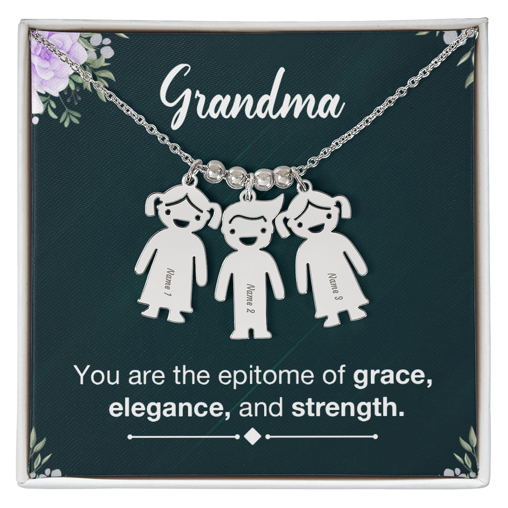 Personalized Engraved Kid Charm Necklace for Grandma - Mother's Day Gift - You are the Epitome og Grace