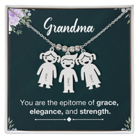 Personalized Engraved Kid Charm Necklace for Grandma - Mother's Day Gift - You are the Epitome og Grace